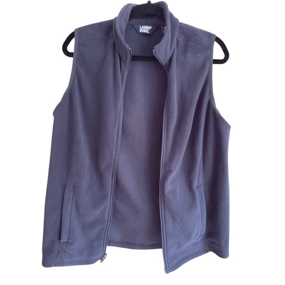 Lands’ End Navy Fleece Vest Golf Travel Layer Zip Pockets Women’s M - Picture 5 of 6